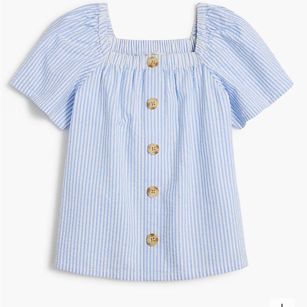 Jcrew blue and white striped seersucker top 3